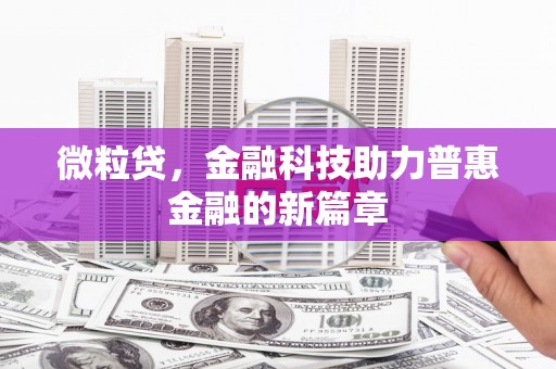 晋州微粒贷，金融科技助力普惠金融的新篇章