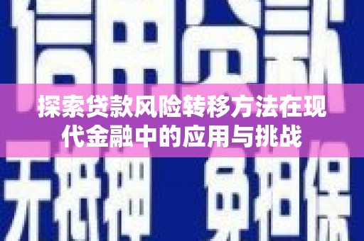 晋州探索贷款风险转移方法在现代金融中的应用与挑战