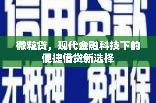 晋州微粒贷，现代金融科技下的便捷借贷新选择