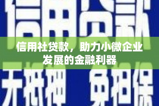 晋州信用社贷款，助力小微企业发展的金融利器