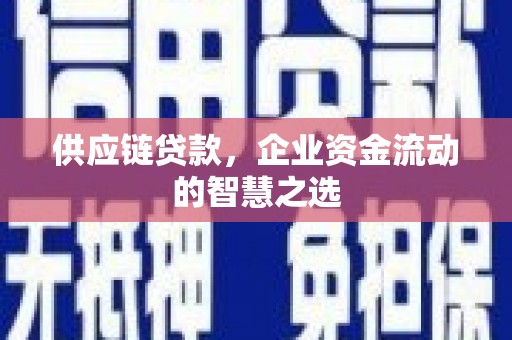 晋州供应链贷款，企业资金流动的智慧之选