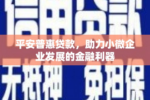晋州平安普惠贷款，助力小微企业发展的金融利器