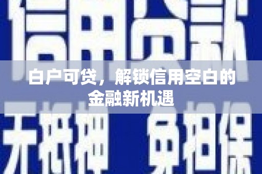 晋州白户可贷，解锁信用空白的金融新机遇
