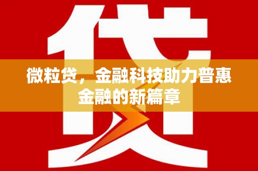 晋州微粒贷，金融科技助力普惠金融的新篇章